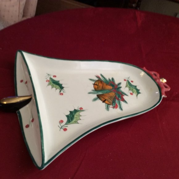 VINTAGE COOKIE / CANDY BELL SHAPED SERVING PLATTER- 1950s -MADE IN ITALY-12 1/2" - Picture 6 of 8